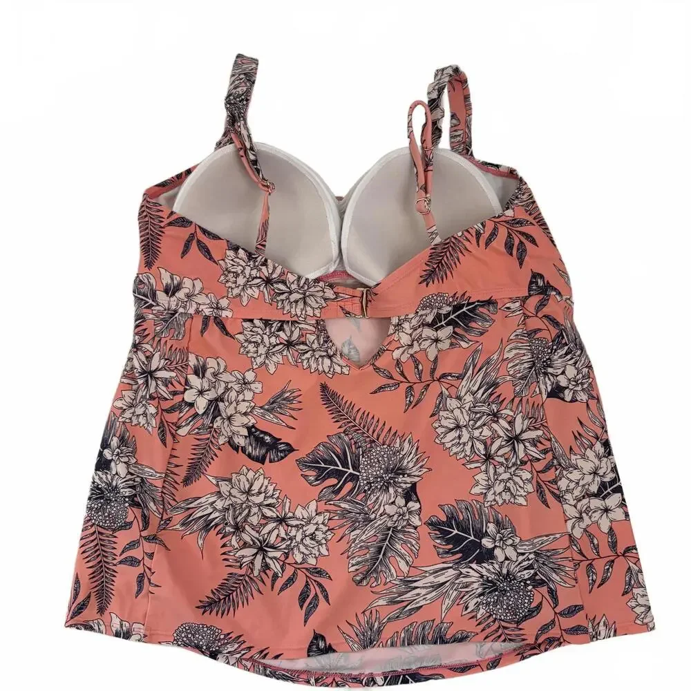 Motherhood Maternity | 2‎ Piece Strappy Tankini Peach Purple Floral Size XL